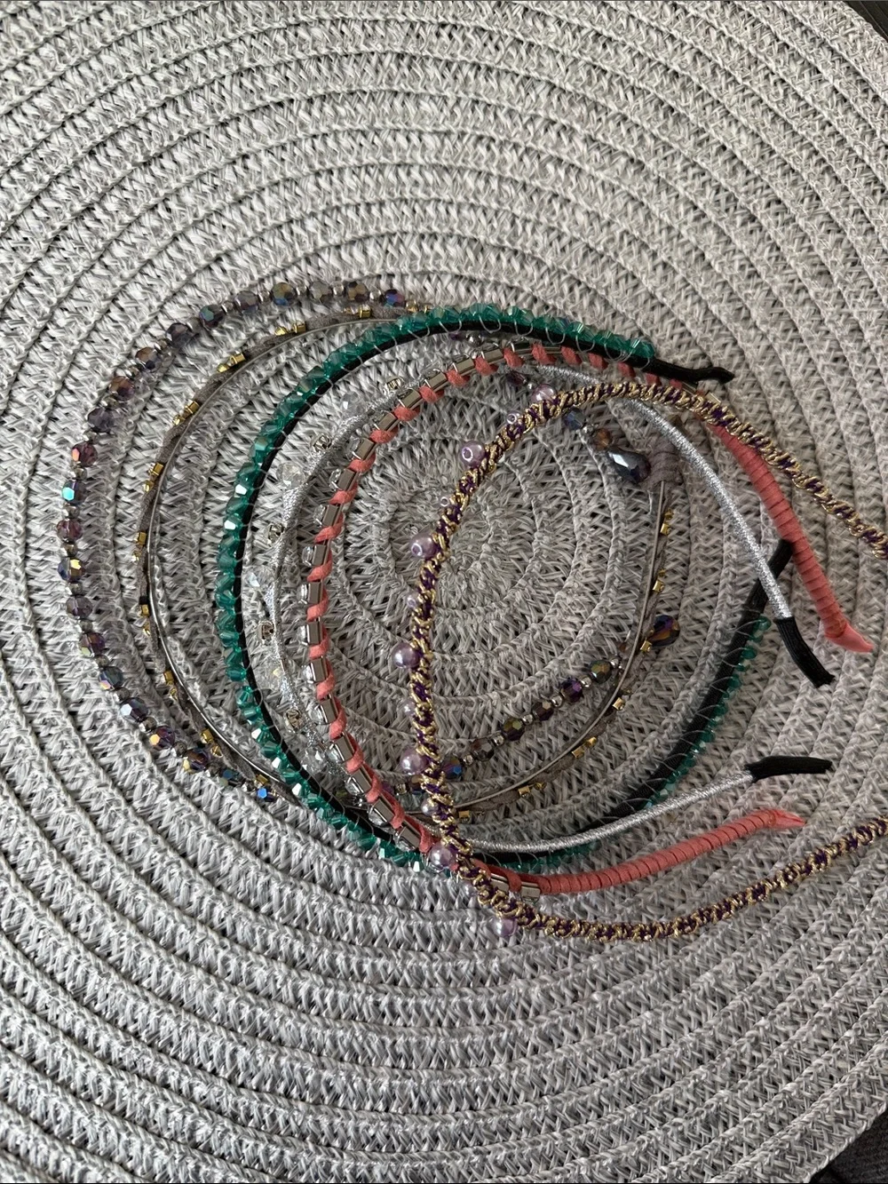 Handcrafted Multicolor Beaded Hair Wraps with Gold Accents set of 6